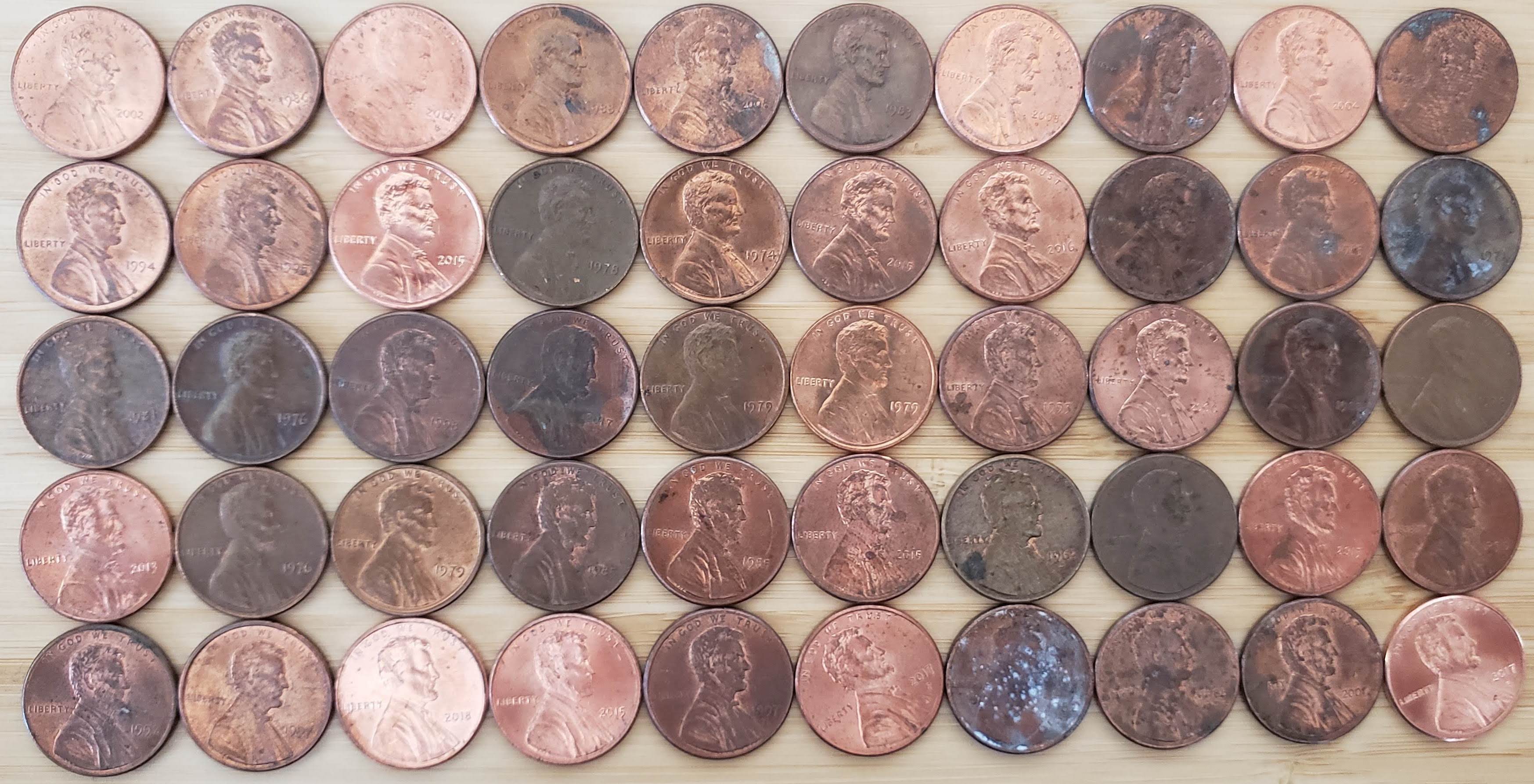 50 US pennies.
